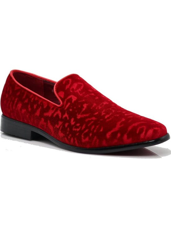 Enzo Romeo Men\'s Red41 Vintage Velvet Flower Loafer Slip On Classic Tuxedo Shoes main image 5
